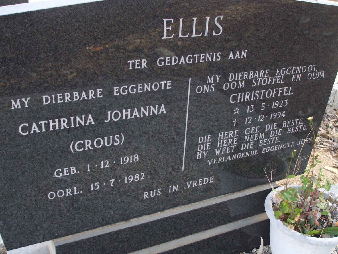 ELLIS Christoffel 1923-1994 &amp; Cathrina Johanna CROUS 1918-1982