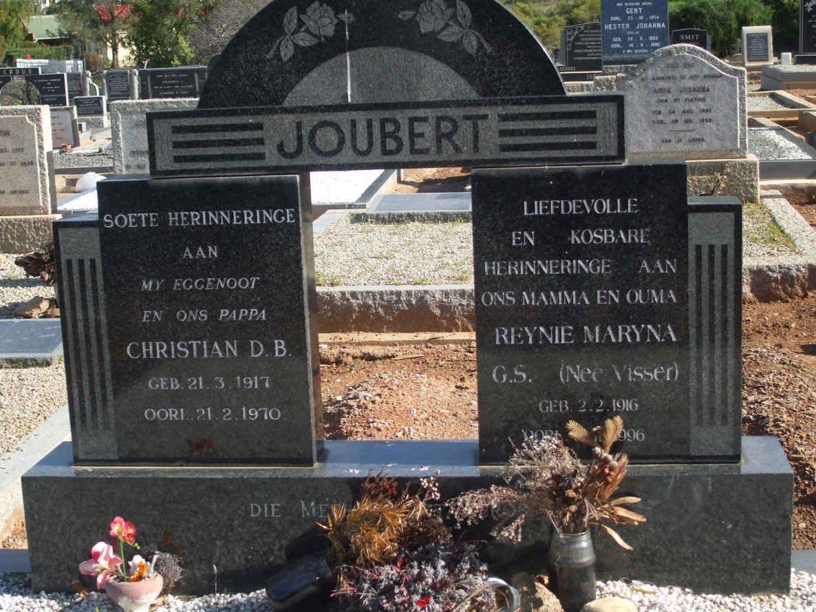 JOUBERT Christian D.B. 1917-1970 &amp; Reynie Maryna G.S. VISSER 1916-1996