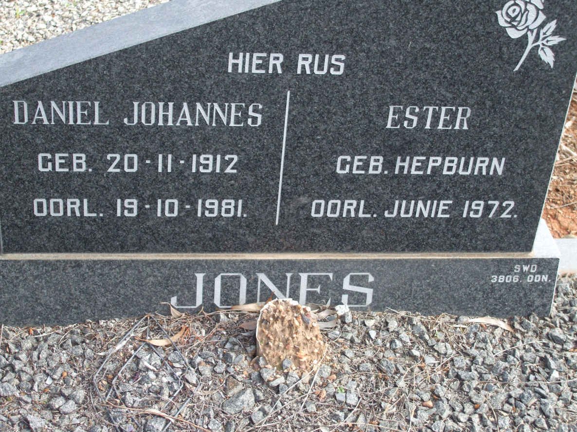 JONES Daniel Johannes 1912-1981 &amp; Ester HEPBURN -1972