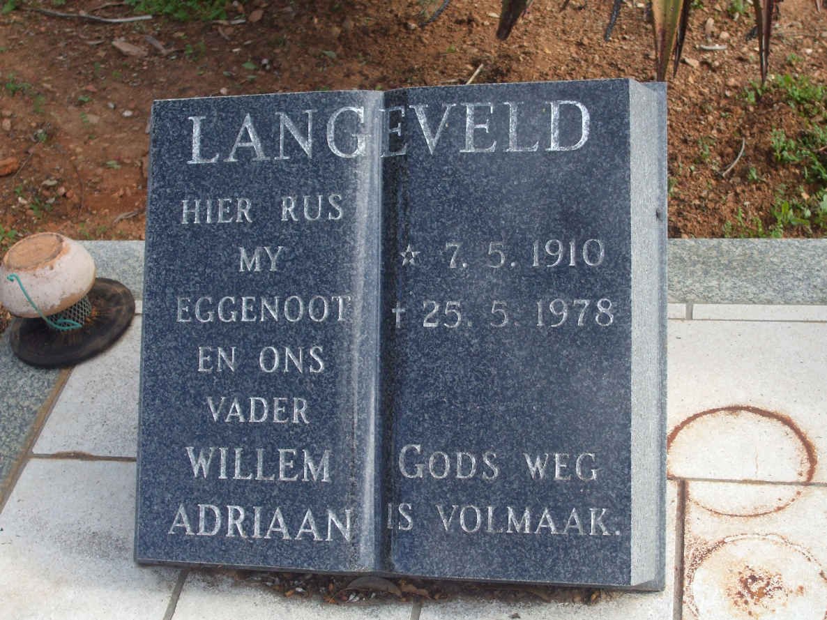 LANGEVELD Willem Adriaan 1910-1978