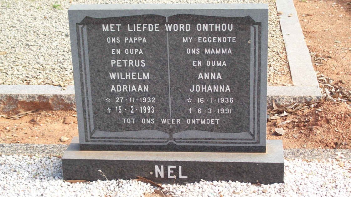 NEL Petrus Wilhelm Adriaan 1932-1993 &amp; Anna Johanna 1936-1991