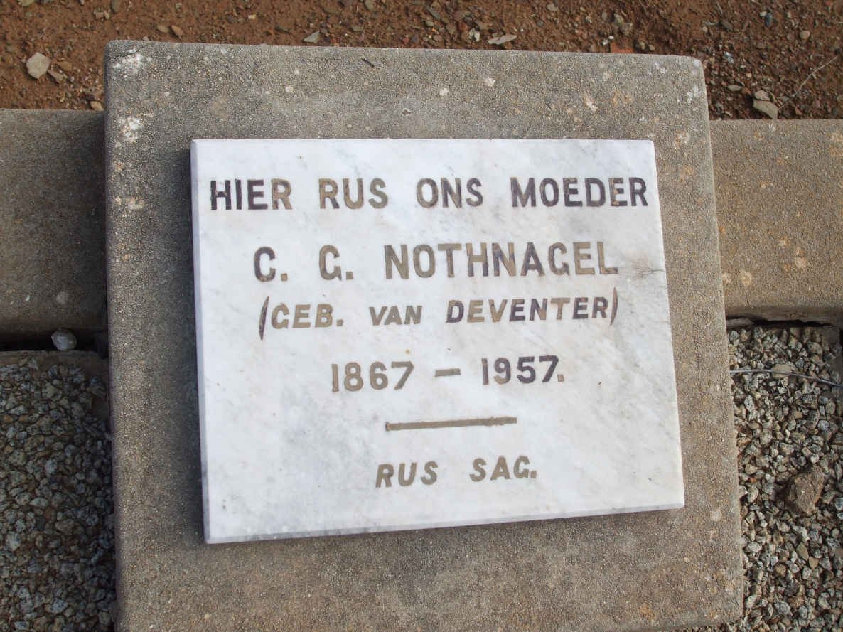 NOTHNAGEL C.G. nee VAN DEVENTER 1867-1957