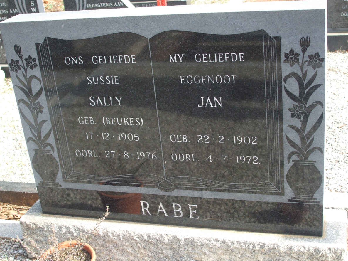 RABE Jan 1902-1972 &amp; Sally BEUKES 1905-1976