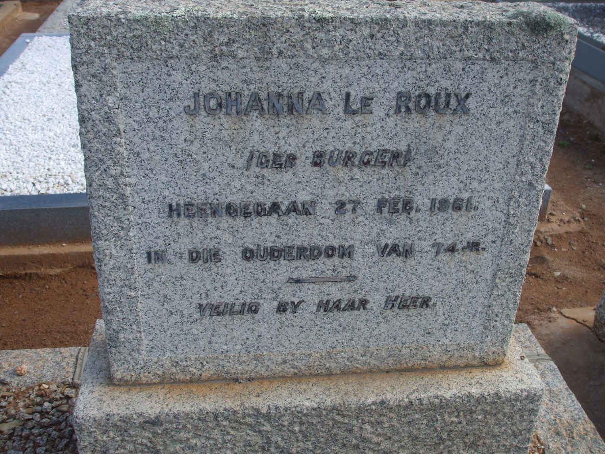 ROUX Johanna, le nee BURGER -1961