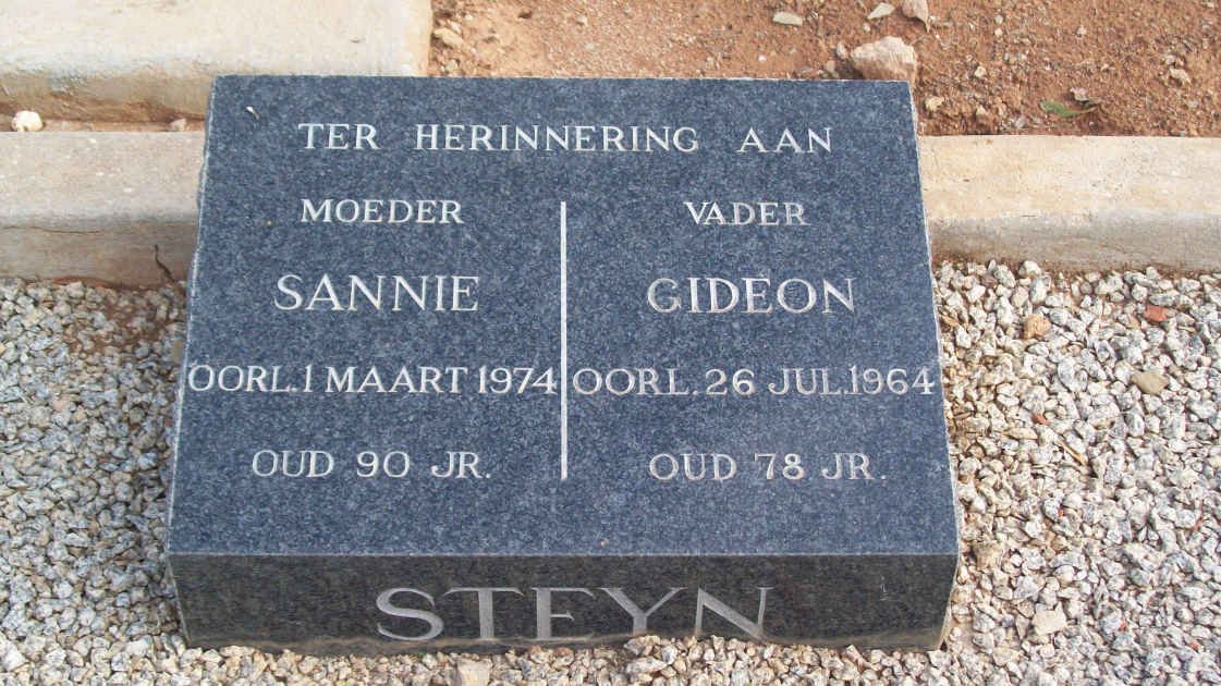 STEYN Gideon -1964 &amp; Sannie -1974