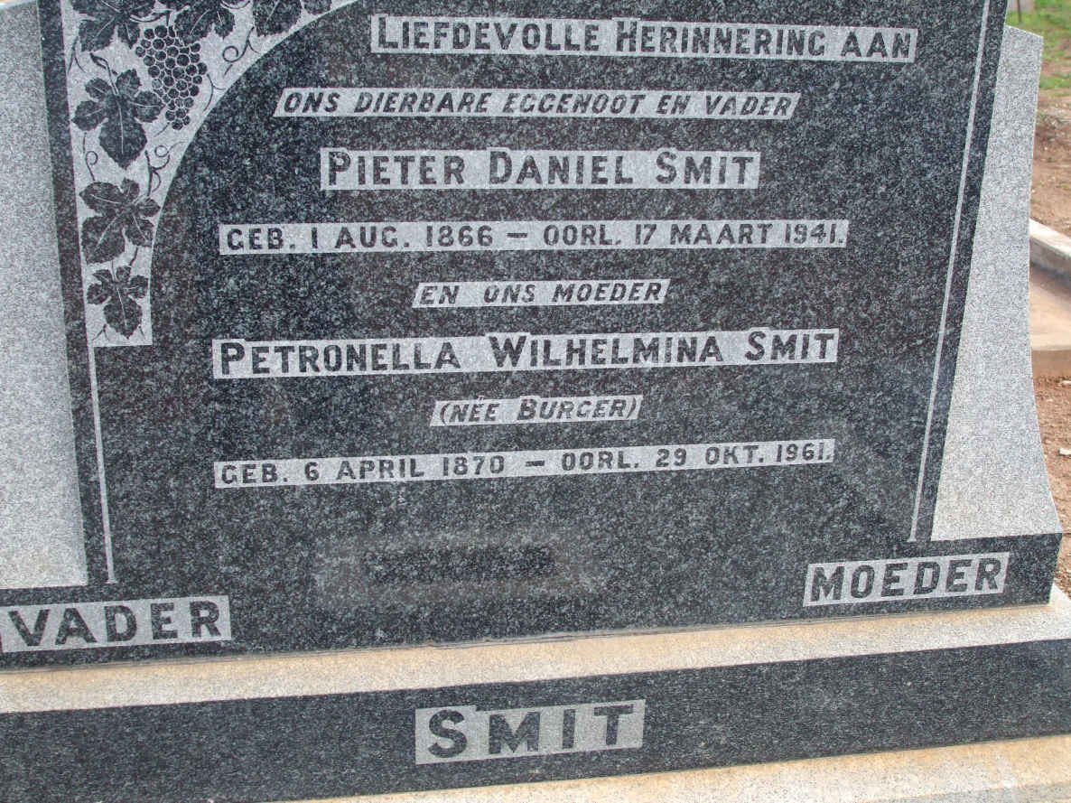 SMIT Pieter Daniel 1866-1941 &amp; Petronella Wilhelmina BURGER 1870-1961