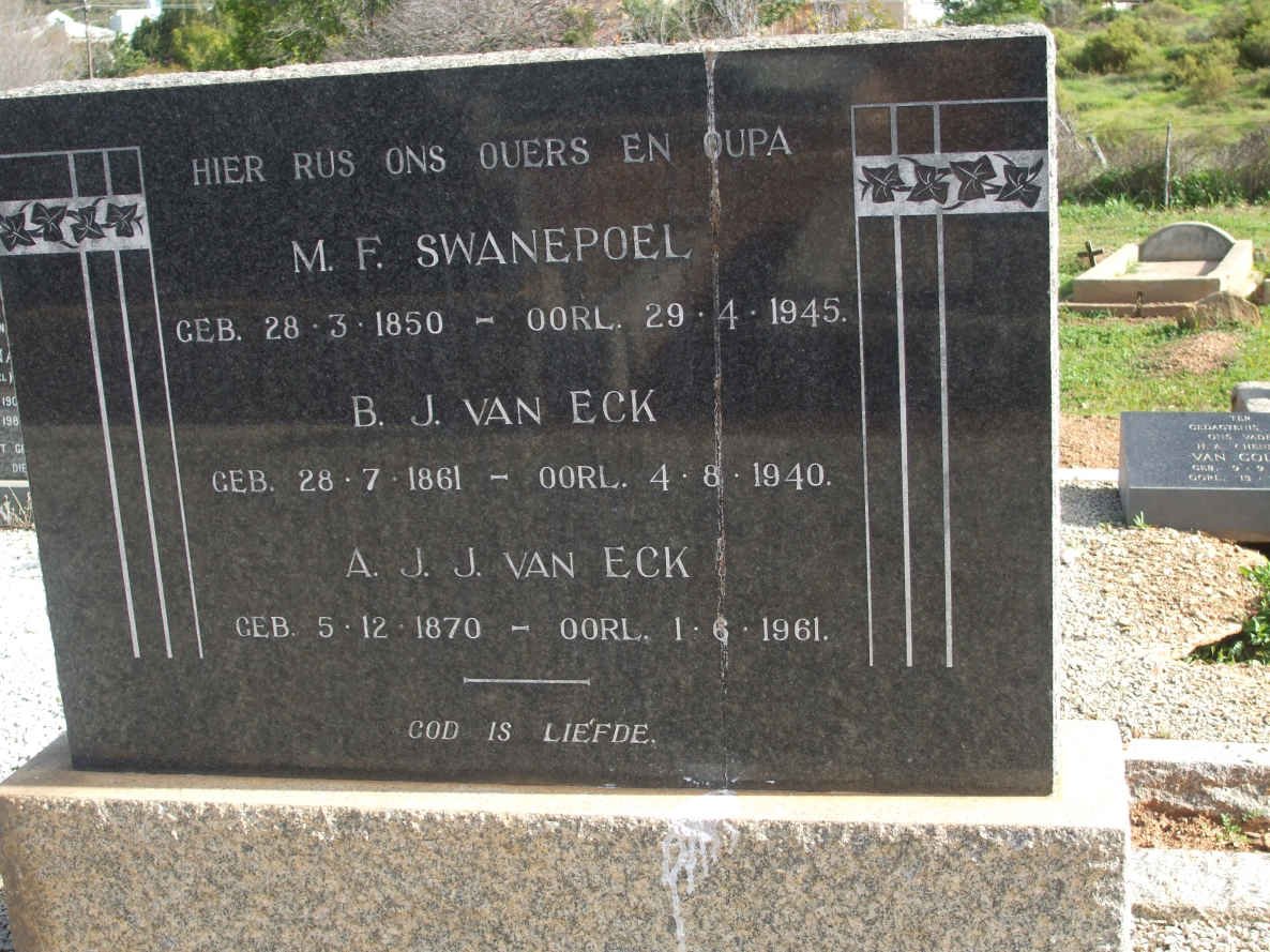 SWANEPOEL M.F. 1850-1945 :: VAN ECK B.J. 1861-1940 &amp; A.J.J. 1870-1961