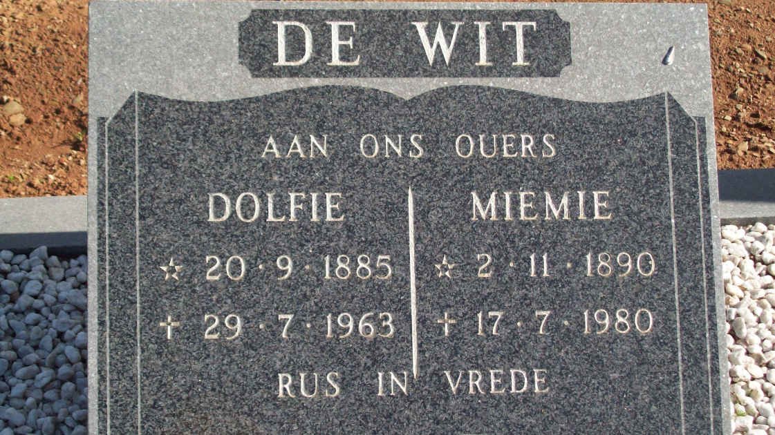 WIT Dolfie, de 1885-1963 &amp; Miemie 1890-1980