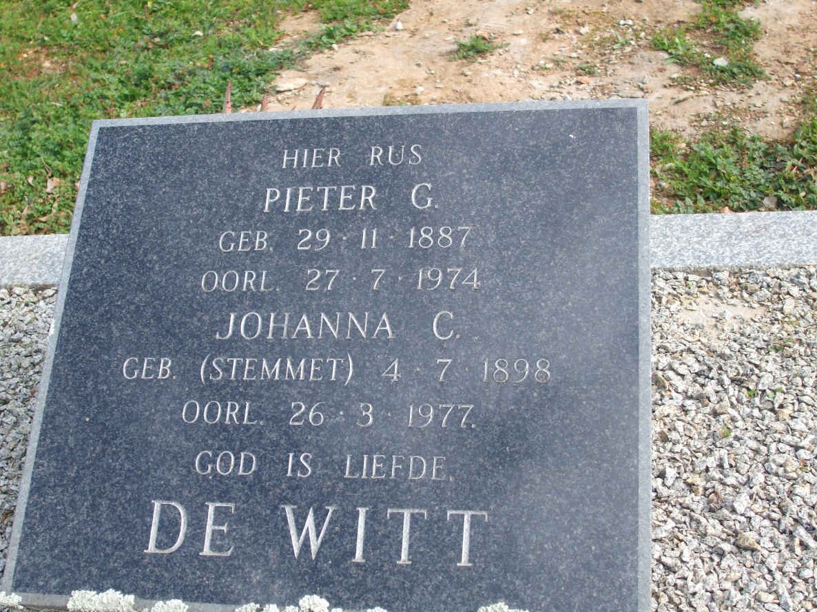 WITT Pieter G., de 1887-1974 &amp; Johanna C. STEMMET 1898-1977