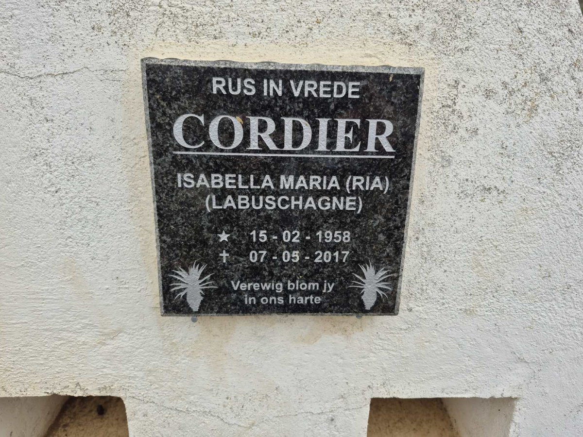 CORDIER Isabella Maria nee LABUSCHAGNE 1958-2017