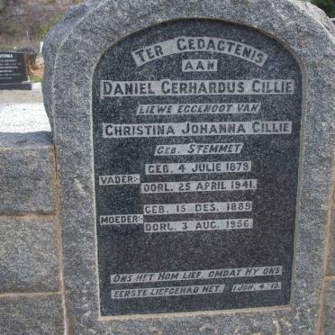 CILLIE Daniel Gerhardus 1878-1941 &amp; Christina Johanna STEMMET 1889-1956