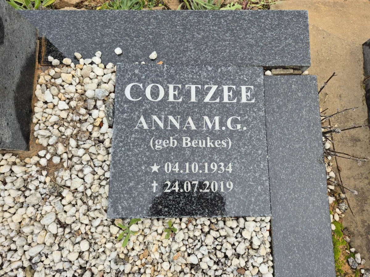COETZEE Anna M.G. nee BEUKES 1934-2019