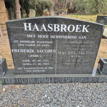 HAASBROEK Frederik Jacobus 1921-2012 & Rachel Jacoba 1932-2022