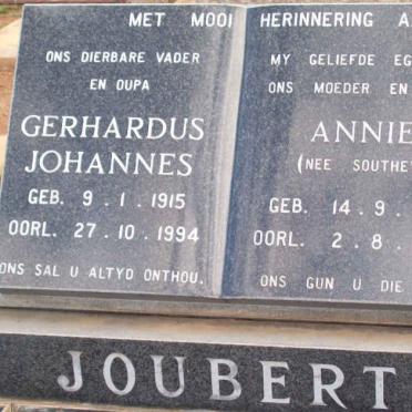 JOUBERT Gerhardus Johannes 1915-1994 &amp; Annie SOUTHEY 1917-1986