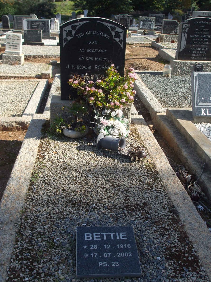 ROSSOUW J.F. 1903-1968 &amp; Bettie 1916-2002