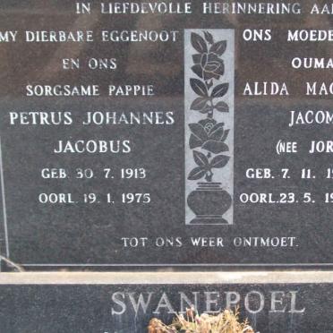 SWANEPOEL Petrus Johannes Jacobus 1913-1975 &amp;  Alida Magdalena Jacomina JORDAAN 1916-1995