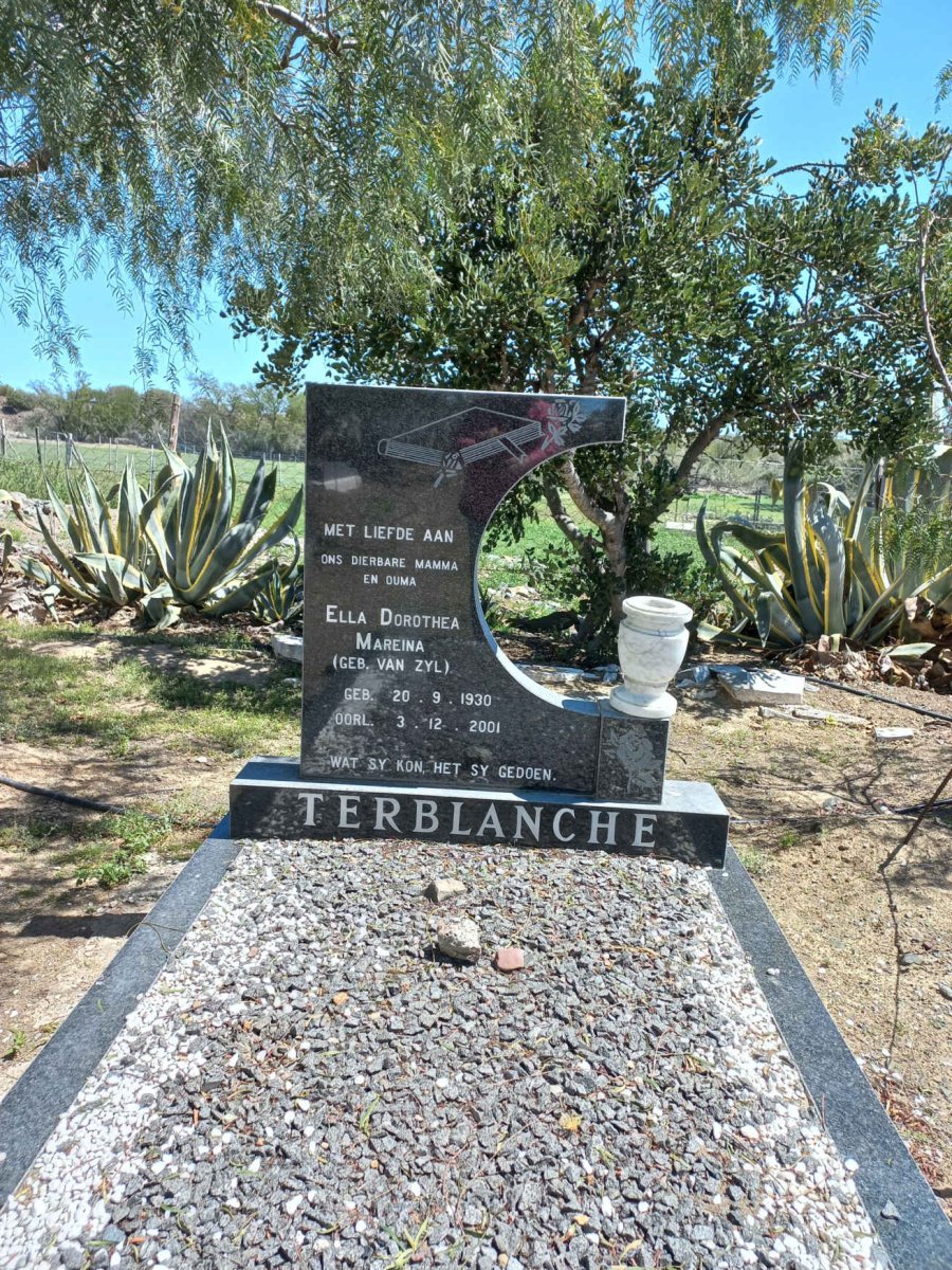 TERBLANCHE Ella Dorothea Mareina nee VAN ZYL 1930-2001