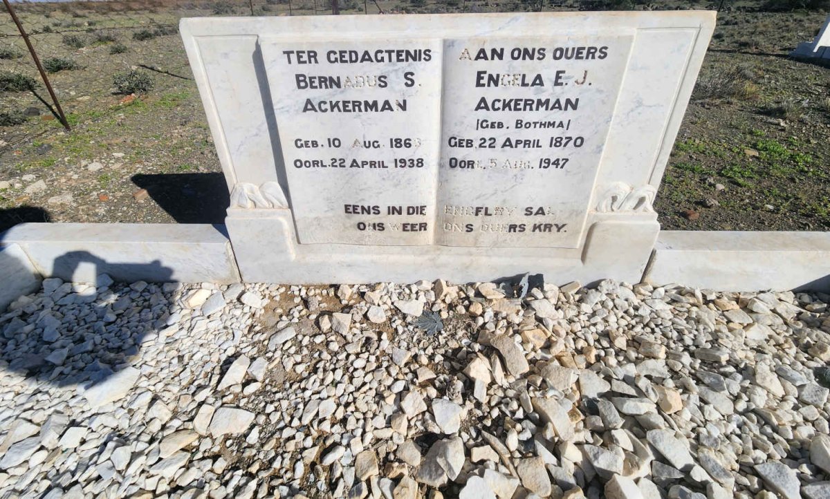 ACKERMAN Bernadus S. 1863-1938 & Engela E.J. BOTHMA 1870-1947
