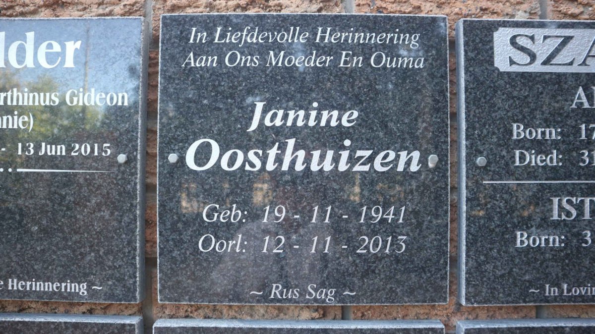 OOSTHUIZEN Janine 1941-2013