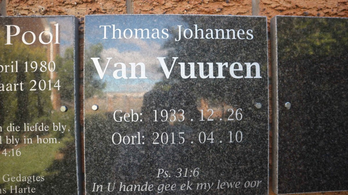 VUUREN Thomas Johannes, van 1933-2015