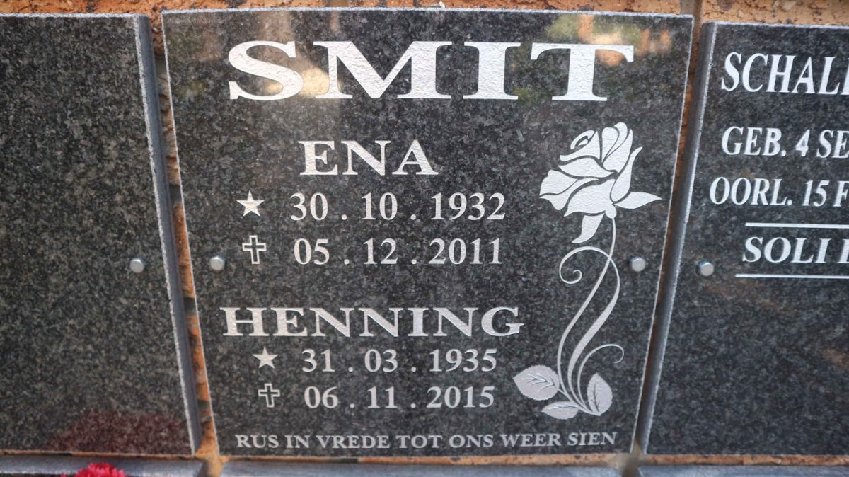 SMIT Henning 1935-2015 &amp; Ena 1932-2011