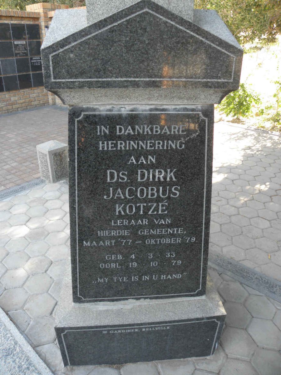 KOTZE Dirk Jacobus 1933-1979