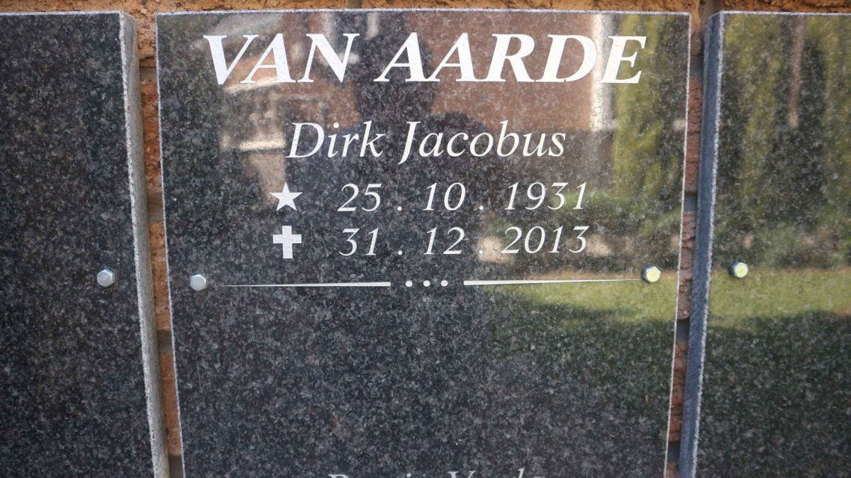 AARDE Dirk Jacobus, van 1931-2013