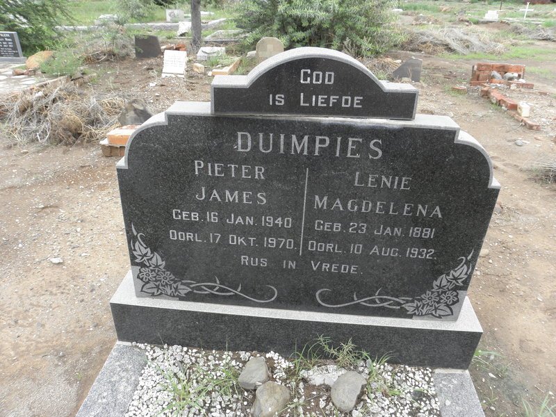 DUIMPIES Pieter James 1940-1970 &amp; Lenie Magdelena 1881-1932