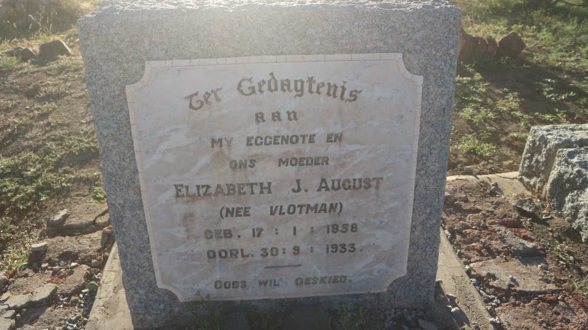 AUGUST Elizabeth J. nee VLOTMAN 1858-1933