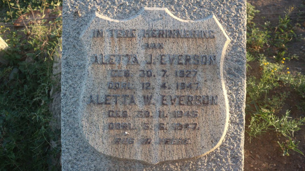 EVERSON Aletta J. 1927-1947 :: EVERSON Aletta W. 1946-1947