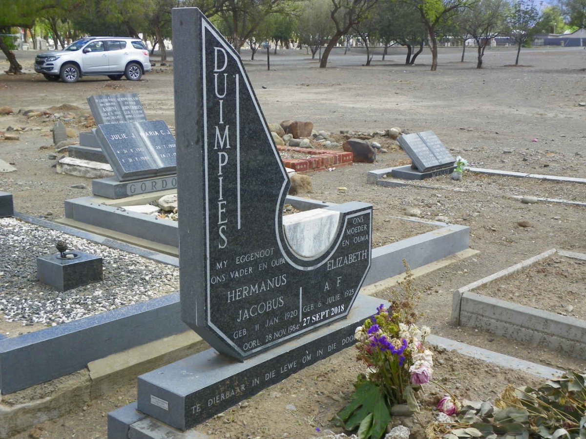 DUIMPIES Hermanus Jacobus 1920-1984 &amp; Elizabeth A. F. 1925-2018