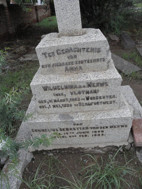 MERWE Cornelius Sebastian 1858-1935 &amp; Anna Wilhelmina VLOTMAN 1862-1920