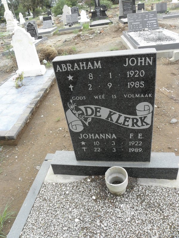 KLERK Abraham John, de 1920-1985 &amp; Johanna F.E. 1922-1989