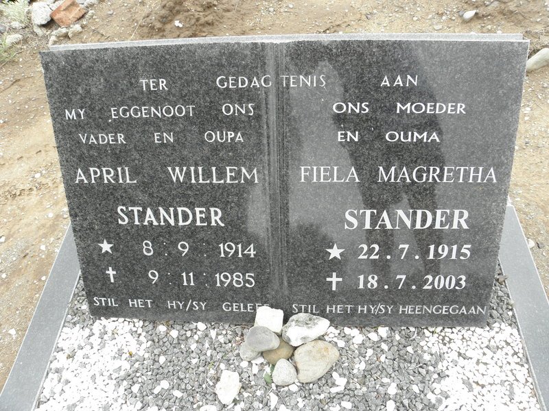 STANDER April Willem 1914-1985 &amp; Fiela Magretha 1915-2003