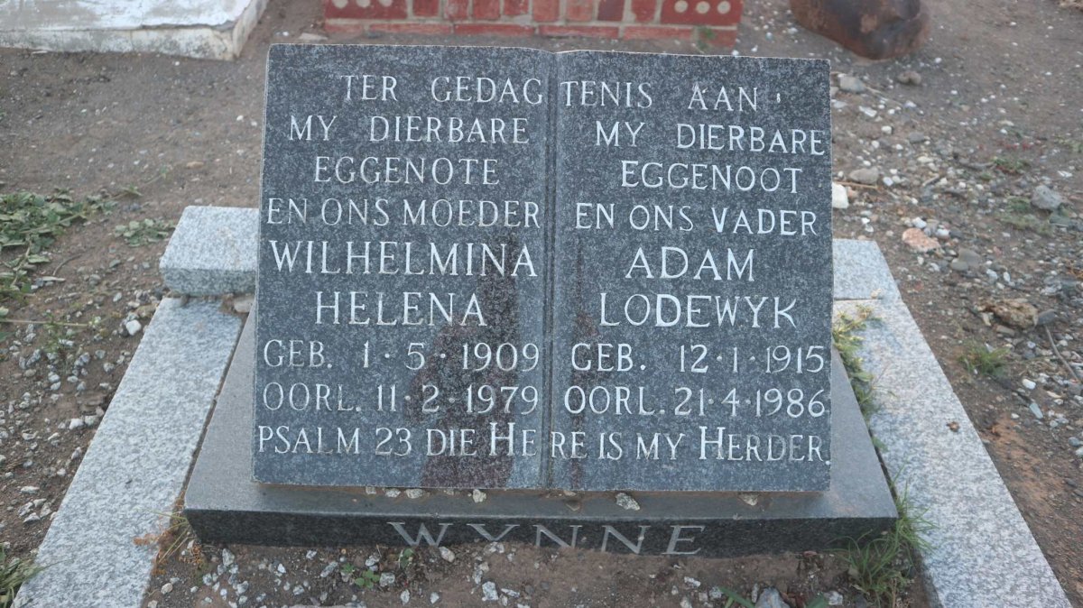 WYNNE Adam Lodewyk 1915-1986 &amp; Wilhelmina Helena 1909-1979