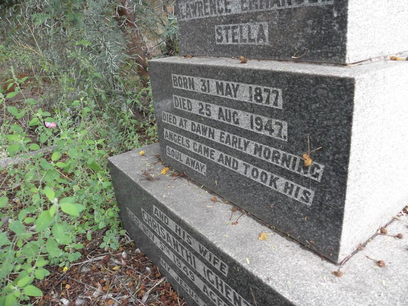 STELLA Lawrence Emmanuel 1877-1947 &amp; Chrisanti CHENZI -1949