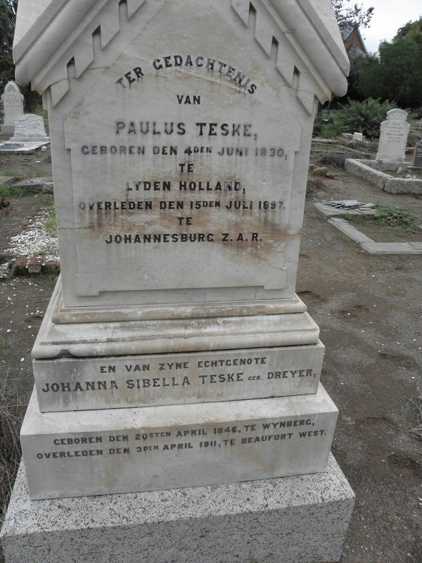 TESKE Paulus 1830-1897 &amp; Johanna Sibella DREYER 1846-1911