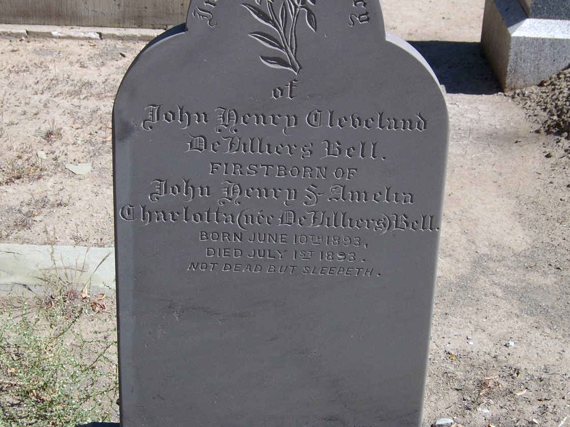 BELL John Henry Cleveland De Villiers 1893-1893