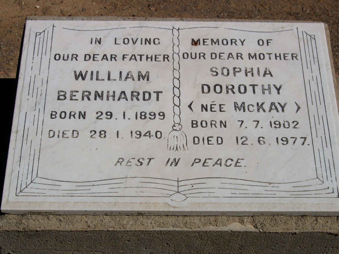 BERNHARDT William 1899-1940 &amp; Sophia Dorothy McKAY 1902-1977