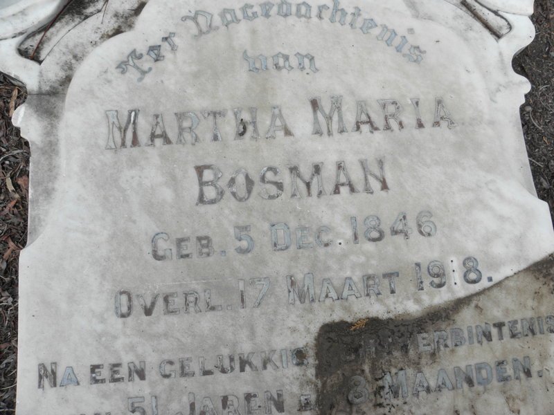 BOSMAN Martha Maria 1846-1918
