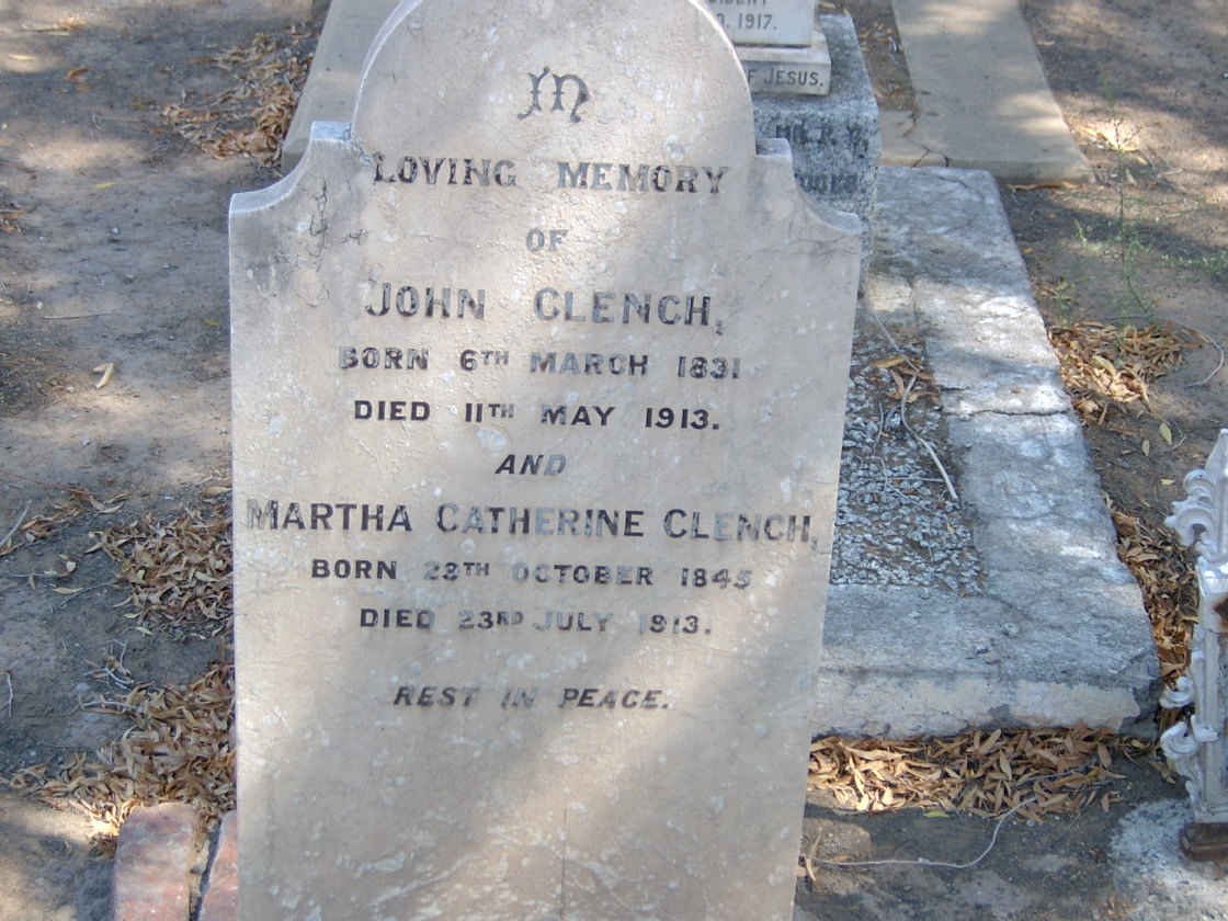CLENCH John 1831-1913 &amp; Martha Catherine 1845-1913