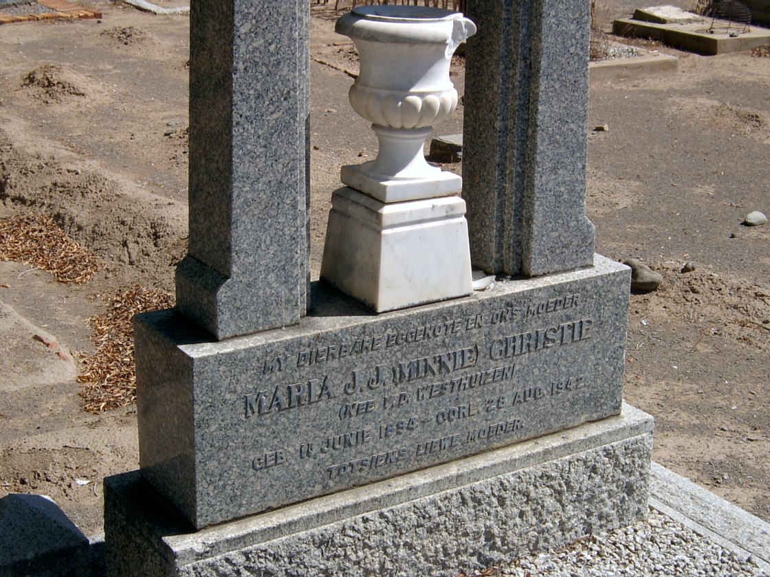 CHRISTIE Maria J.J. nee VAN DER WESTHUIZEN 1894-1942