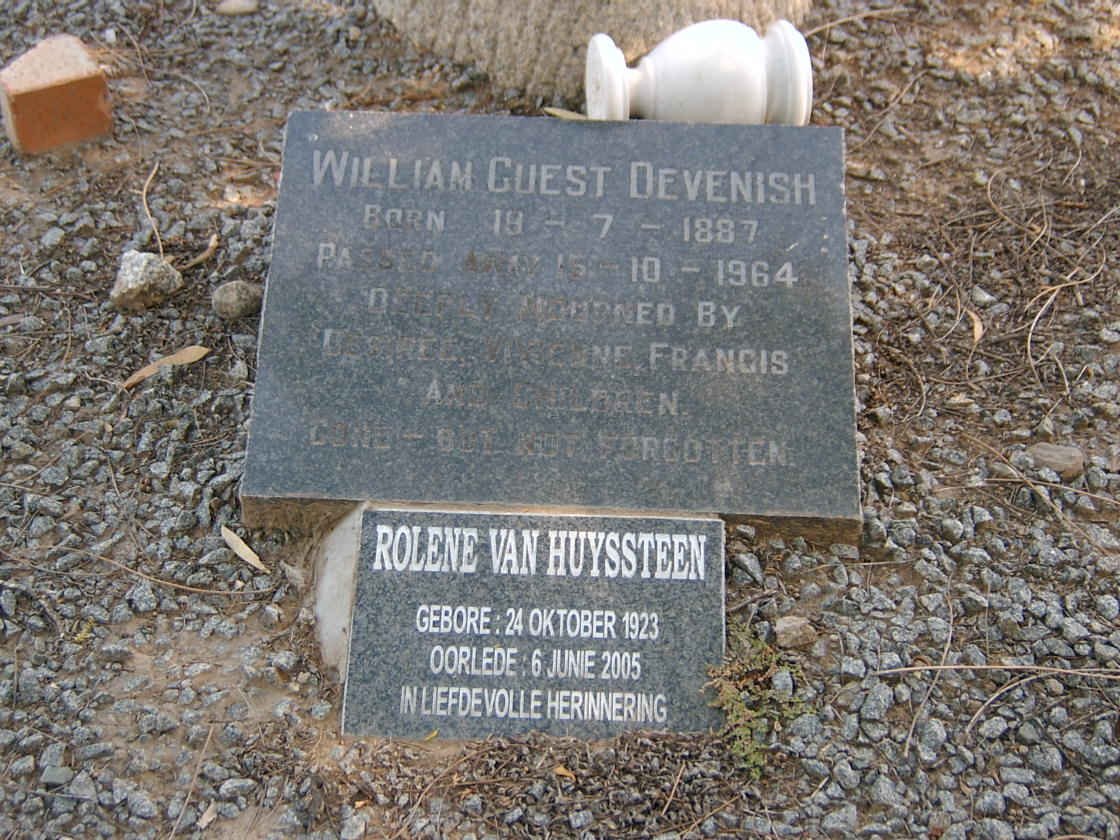 DEVENISH William Guest 1887-1964 :: VAN HUYSSTEEN Rolene 1923-2005