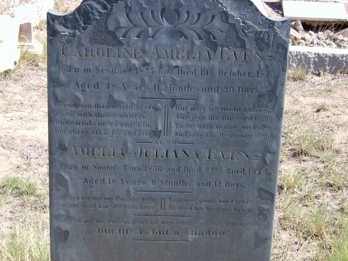 EVENS Caroline Amelia 1825-1873 :: EVENS Amelia Juliana 1856-1874