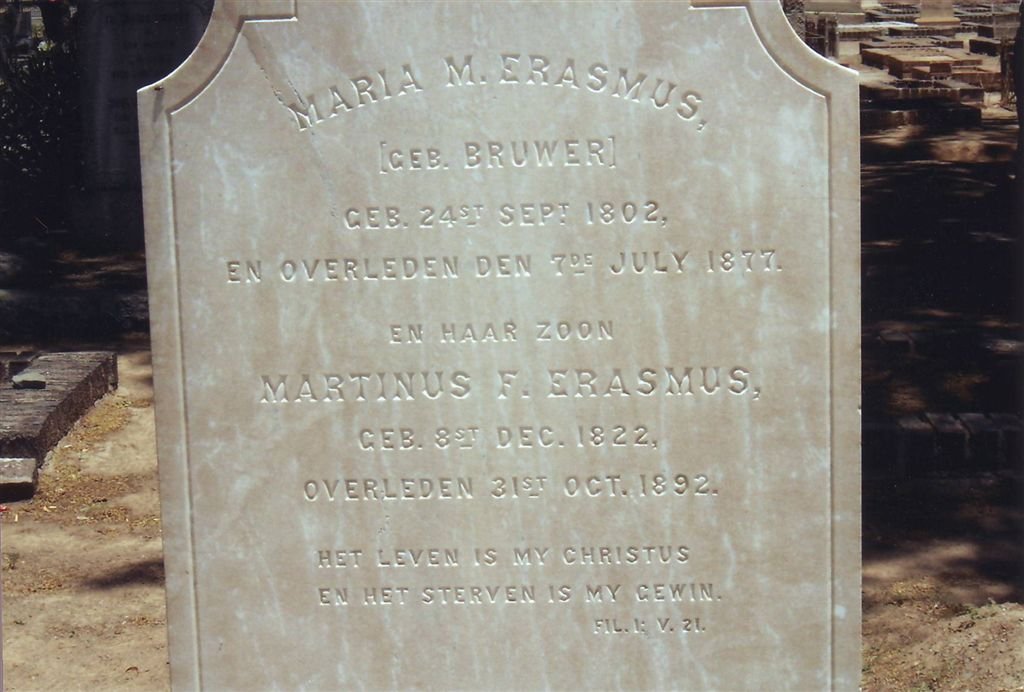 ERASMUS Martinus F. 1822-1892, ERASMUS Maria M. nee BRUWER 1802-1877
