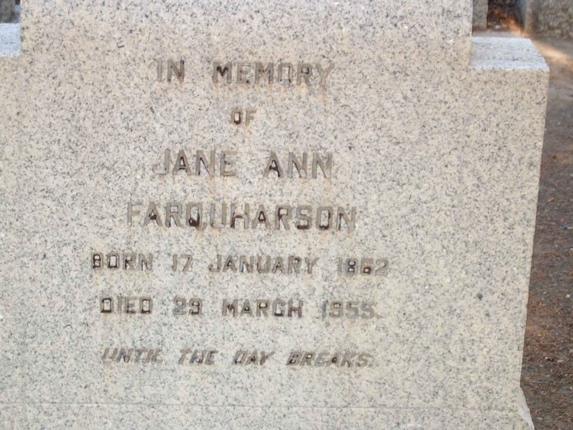 FARQUHARSON Jane Ann 1862-1955