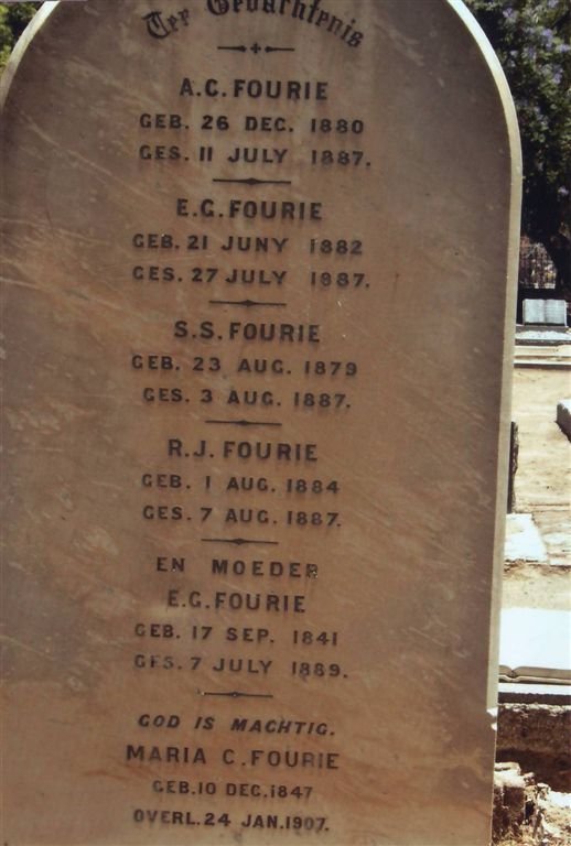 FOURIE A.C. 1880-1887 :: FOURIE E.G. 1882-1887 :: FOURIE S.S. 1879-1887