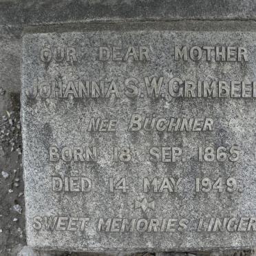 GRIMBEEK Johan Daniel Edzard 1854-1926 &amp; Johanna S.W. BUCHNER 1865-1949