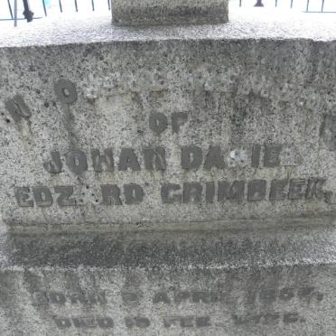 GRIMBEEK Johan Daniel Edzard 1854-1926 &amp; Johanna S.W. BUCHNER 1865-1949