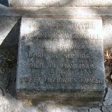 GRIMBEEK Johanna S.W. nee BUCHNER 1865-1949